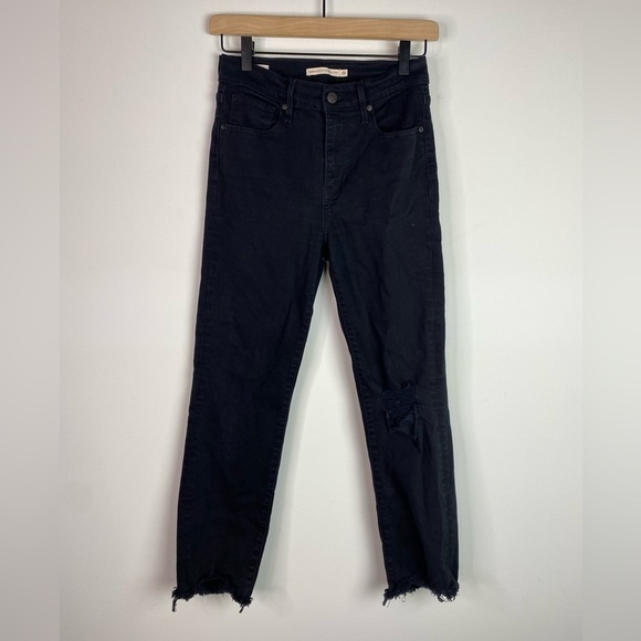 Levis Premium High Rise Straight Crop Jeans Black 26 - Picture 4 of 10